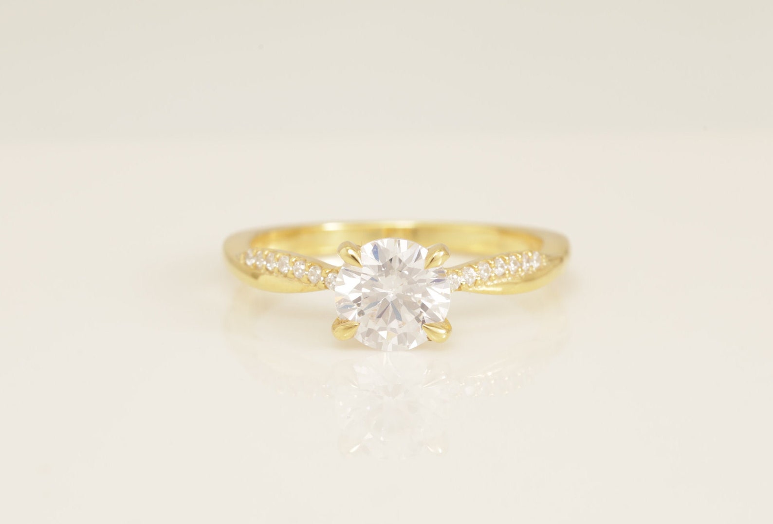 0.84 CT Twisted Diamond Engagement Ring, Diamond Solitaire Wedding Ring, Twisted Infinity Ring, Bridal Promise Ring for Women